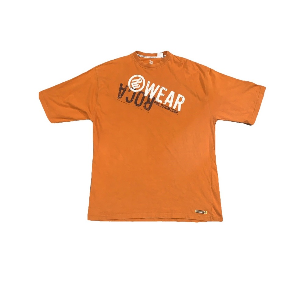 Vintage Rocawear T- Shirt Mens XXL Orange Tee Y2K Hip Hop Streetwear Grunge Logo